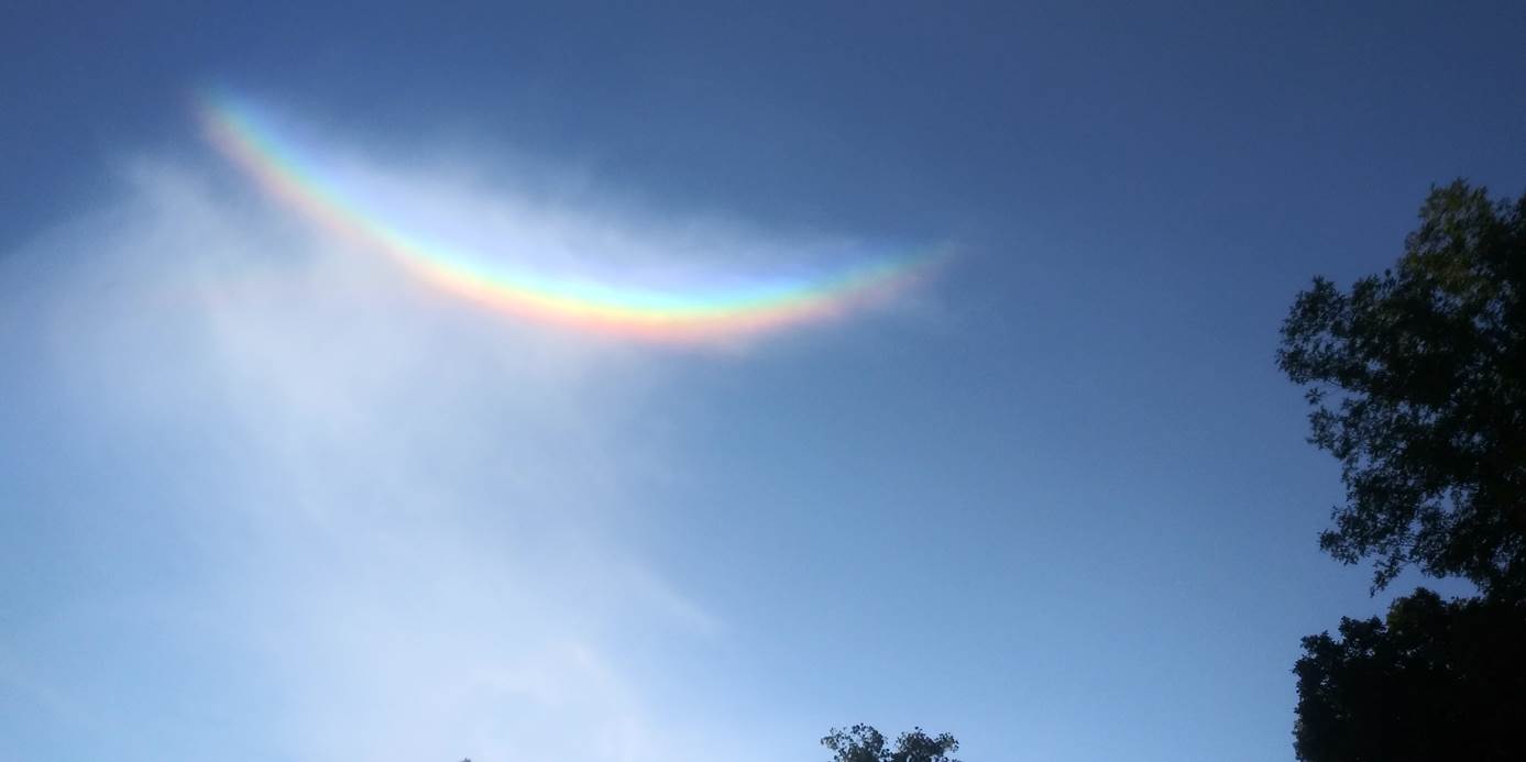 A rainbow in the sky

Description automatically generated